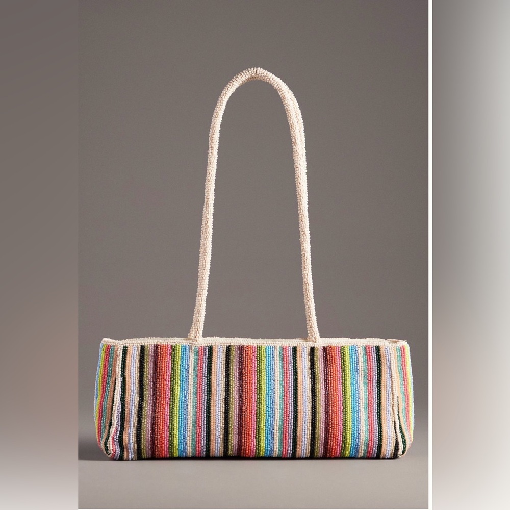 Anthropologie Beaded Multicolor Stripe Shoulder Bag - Women's Tote